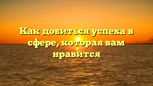 Как добиться успеха в сфере, которая вам нравится